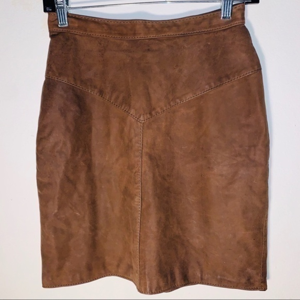 STEER BRAND Brown Leather Mini Skirt - S